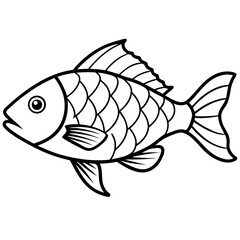 Tilapia line art vector