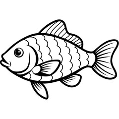 Tilapia line art vector