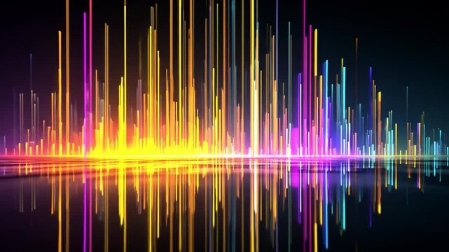 Abstract Colorful Light Display: Capturing the vibrant energy of a colorful light display, a stunning array of vertical lines creates an electrifying visual experience.