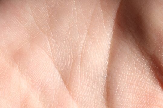 Macro view of human palm skin as background