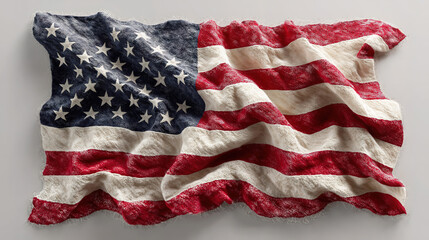 United States Flag Banner Displayed Alone In Studio With Bright Silver Grey Background Photography