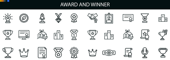 Award and Winner Icon Set for Achievement Badges, Recognition UI, and Competition Graphics