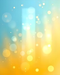 A warm, abstract background of yellow and blue light with soft bokeh and lens flare, creating a sunny and cheerful summer mood.