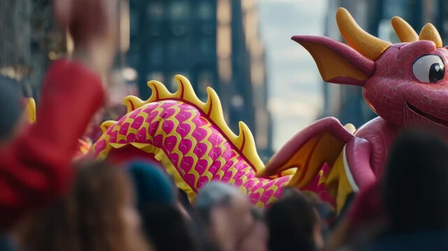 Colorful parade balloon brings joy to visitors in New York City during Thanksgiving Day celebrations in 2023