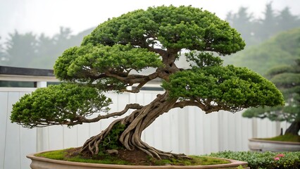 Magnificent topiary tree with verdant foliage and intricate branch structure isolated on AI Generated