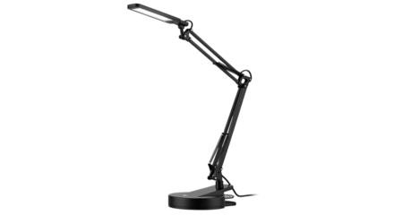 Black Modern LED Desk Lamp with Flexible Arm on Black Background