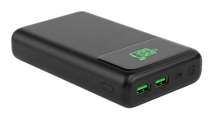 Black Power Bank with Digital Battery Indicator portable charger