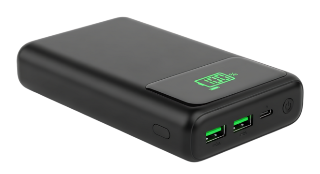 Black Power Bank with Digital Battery Indicator portable charger