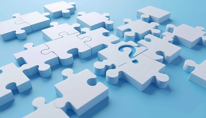 Missing jigsaw puzzle piece with question mark for problem solution concept