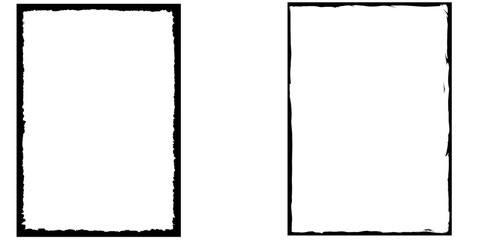 Two rectangular frames with rough, textured black borders are presented against a clean transparent...