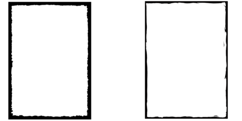 Two rectangular frames with rough, textured black borders are presented against a clean transparent background, offering a vintage or grunge aesthetic for design projects