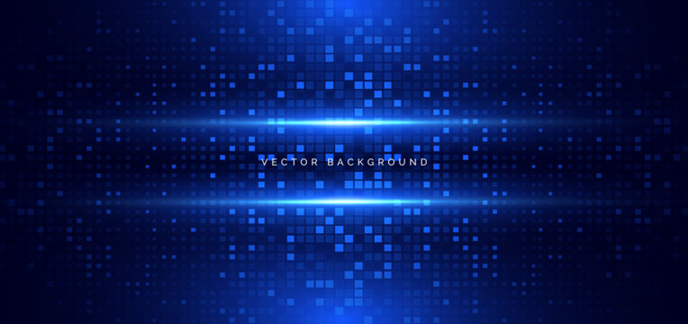 Technology futuristic square pettern scene on dark background. Technology futuristic concept.