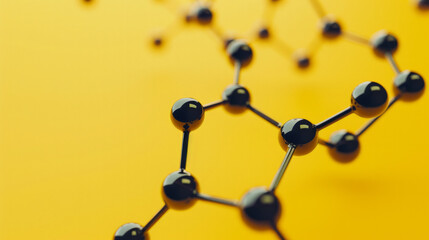 Minimalist 3D molecular structure soft shadows, clean design copy space thin precise futuristic lines scientific geometry vintage colorful retro mid century modern science textbook illustration