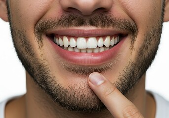 Close-up of a Man's Happy Smile with Healthy Teeth. Generative Ai