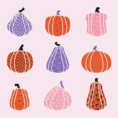 Halloween pumpkins with patterns