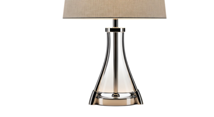 Modern Chrome Table Lamp with Beige Linen Shade metal