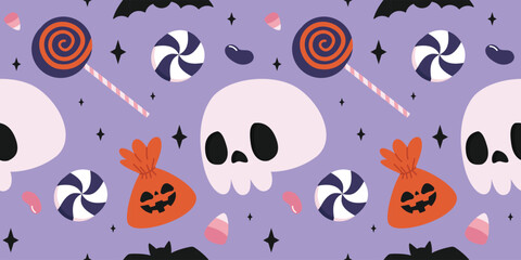 Halloween pattern skull candies bat