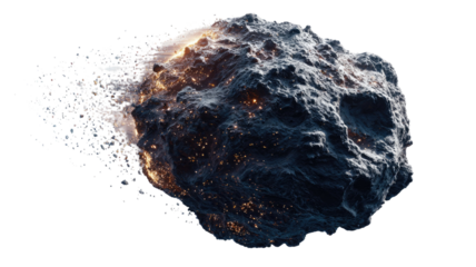 Dark asteroid spinning space rock celestial body meteorite orbit cosmic object astronomical stone universe element isolated on white background