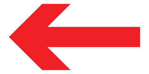 Red isolated arrow icon on white background.  Modern simple vector arrow on white page. Pointing arrow icon set. Left side pointing arrowhead. EPS 10. 