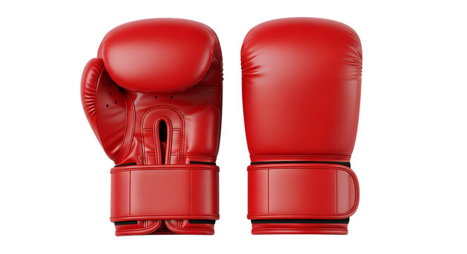 Pair of Red Leather Boxing Gloves sports combat - Powered by Adobe