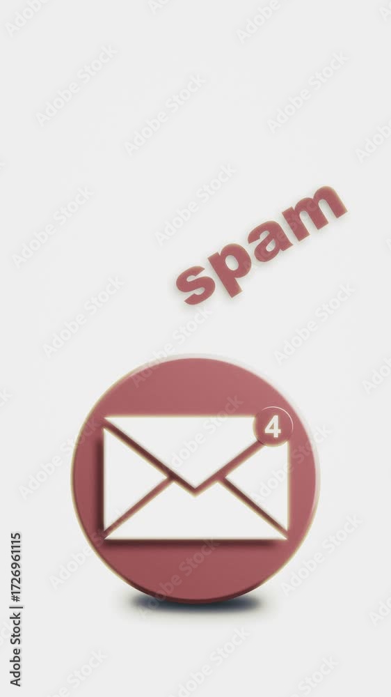 Wall mural a looping 3d icon of a mail envelope with an animated red notification badge. this motion graphic re