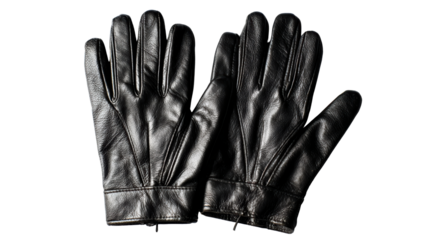 Black leather gloves on a white isolated background.