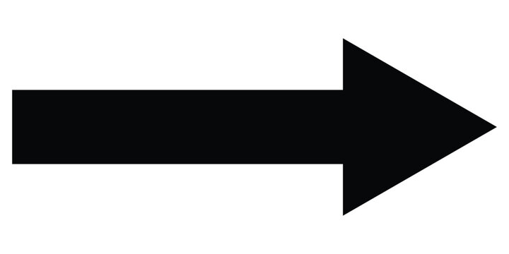 Dark black isolated arrow icon on white background.  Modern simple vector arrow on white page. Pointing arrow icon set. Right side pointing arrowhead. EPS 10. 