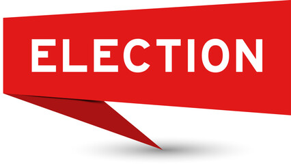 Red color speech banner with word election on white background