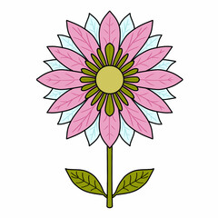 Pink and pastel decorative flower vector illustration. Hand drawn vintage style daisy or gerbera flower
