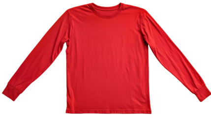 Red long sleeve shirt on white isolate background.