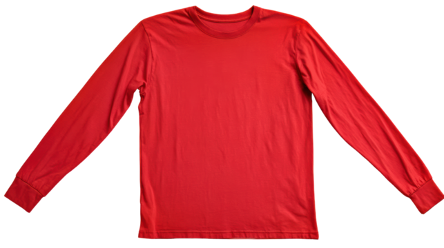 Red long sleeve shirt on white isolate background.