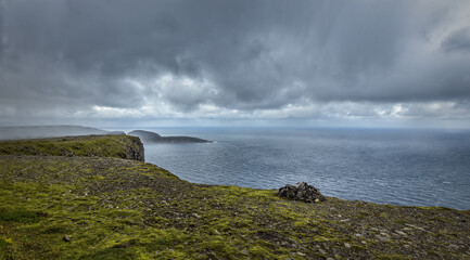 The landscape around the North Cape in Norway on a stormy day