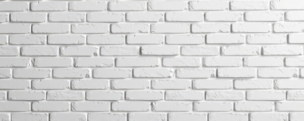 Naklejka premium Clean white brick wall texture, perfect for background or design projects. Smooth surface, even mortar, classic architectural detail, wall texture, smooth texture, simple background