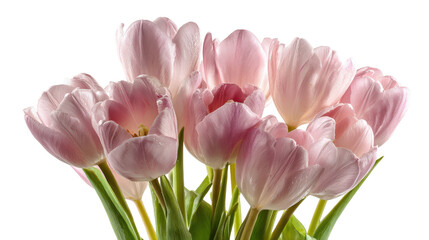 Obraz premium Beautiful bouquet of pink tulips, fresh and vibrant against a white background.