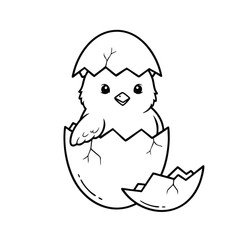 Obraz premium A cute chick emerging from a cracked eggshell, showcasing the joy of new beginnings and life in a playful manner.