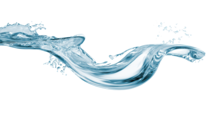 Flowing water splash on a transparent background