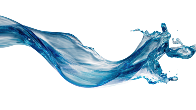 Fluid splash of blue water on a transparent background depicting movement and freshness. - Powered by Adobe