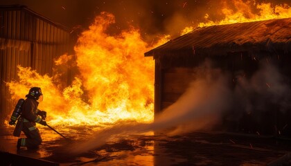 Obraz premium The fire is fueled by wind and heat