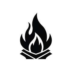 Bonfire silhouette logo bold clean campfire flame vector art illustration