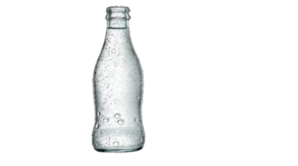 Glass bottle with sparkling water, isolated on white background.
