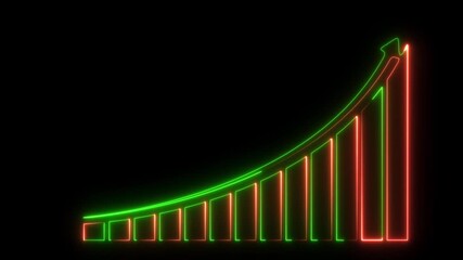 Red Green color neon glowing growth, growing business chart animation, Neon line business graph animated concept. - Powered by Adobe