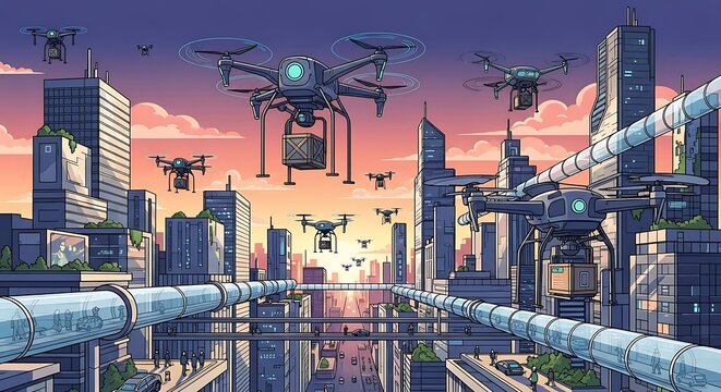 Drone Delivery Cityscape. (13)