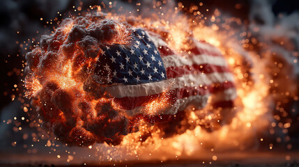 USA flag displayed boldly as fireworks explode in a vibrant patriotic celebration scene