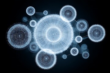 Crystal-clear biochemical network diagram with circular interconnected pathways