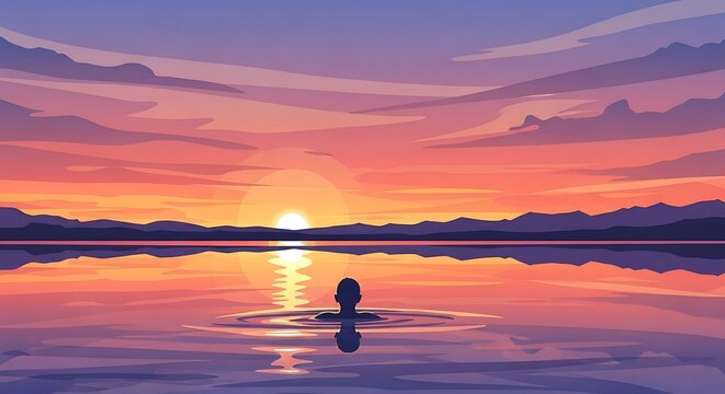Sunset Swim Serenity.