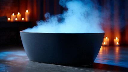 Relaxing bath experience in a cozy spa with soothing steam and candlelight ambiance - Powered by Adobe