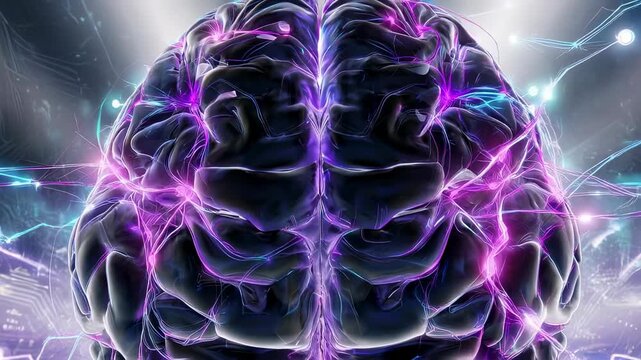 3D illustration of a brain with glowing neural pathways