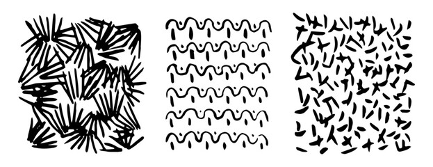 Paint Brush Marker Ink Strokes Textures Set and Abstract Pattern. Vector illustration of Hand Drawn Pencil Sketch Elements