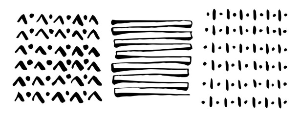 Paint Brush Marker Ink Strokes Textures Set and Artistic Elements Pattern. Vector illustration of Hand Drawn Pencil Sketch Elements