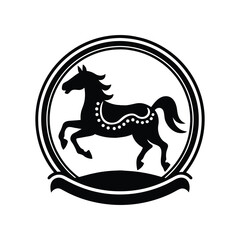 Carousel horse silhouette logo bold clean amusement vector art illustration